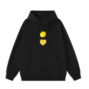 Retro Lemon Print Hoodie – Black