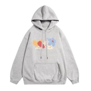 Painted Polka Dot Print Hoodie — Grey