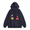 Fun Apple Print Hoodie — Navy Blue