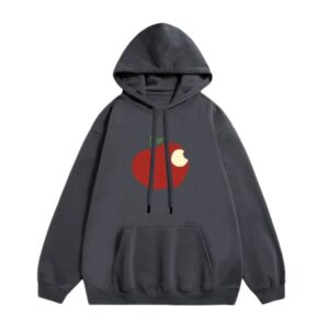 Creative Apple-Print Hoodie — Dark Gray