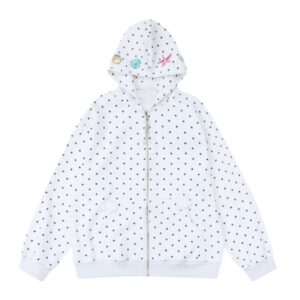 All-Over Polka Dot Hoodie — White