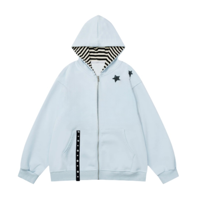 Casual Striped Base Layer with Blue Hoodie