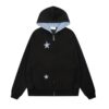 Light Gray Hoodie with Plaid Star Appliqués
