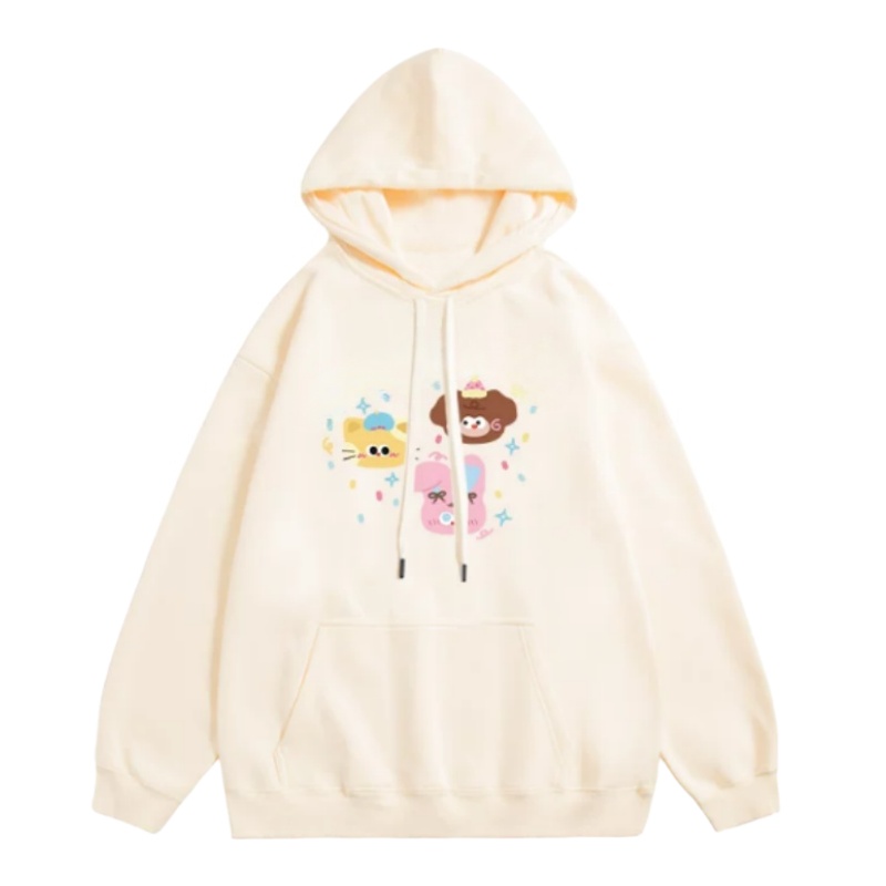 Cute Cartoon "Dopamine" Hoodie — Apricot