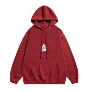 Cute Bunny Print Hoodie — Red