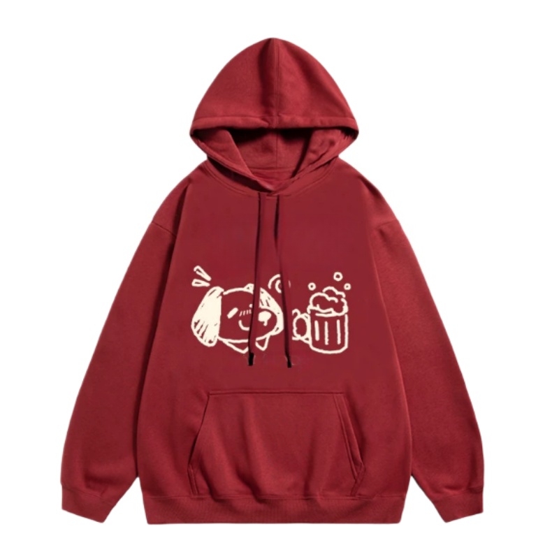 Stylish & Chic Printed Hoodie — Red