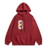 Creative Graffiti-Print Hoodie — Burgundy