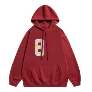 Creative Graffiti-Print Hoodie — Burgundy