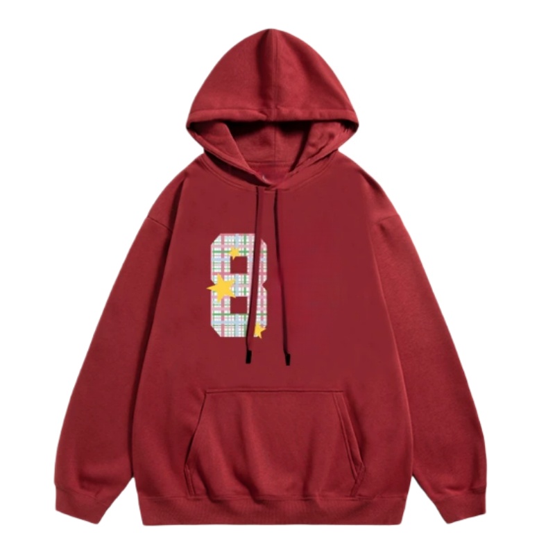 Creative Graffiti-Print Hoodie — Burgundy