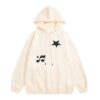 Polka-Dot Black Appliqué Hoodie — Apricot