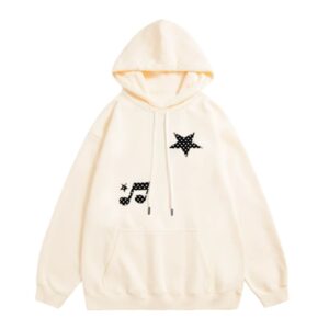 Polka-Dot Black Appliqué Hoodie — Apricot